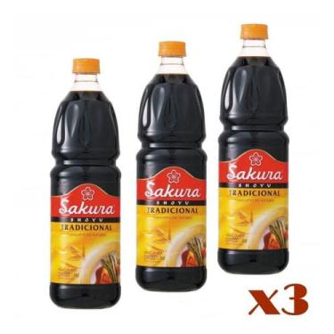 Imagem de Molho Shoyu Tradicional Sakura 1 Litro - (Kit com 3) - Sakura Nakaya