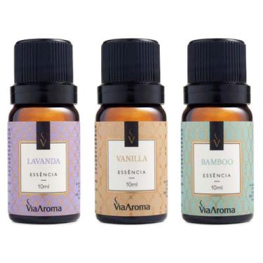 Imagem de Kit 3 Essências Via Aroma Lavanda, Vanilla e Bamboo - 10ml