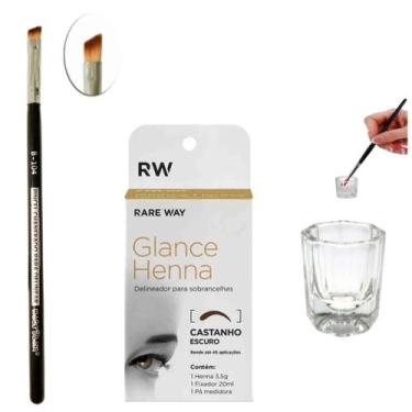 Imagem de Kit Henna Glance Sobrancelha Pincel Chanfrado Maquiagem Macrilan Dappe