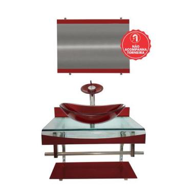 Imagem de Gabinete de Vidro 70cm para banheiro Holanda  - EKASA, Vermelho Cereja