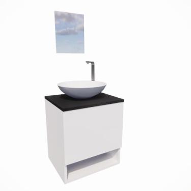 Imagem de Gabinete de Banheiro 40cm com e Espelho Completo Lavabo Armário Suspenso(Preto)