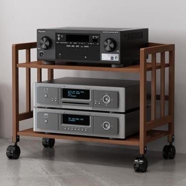 Imagem de Suporte de mídia Av de 2/3/4/5 níveis, suporte para leitor de CD, suporte estéreo doméstico com prateleira e roda ajustáveis em altura, suporte multiuso para TV, torre de áudio de canto, suporte de