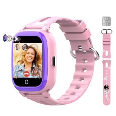 Imagem de FEKIDO Smartwatch infantil Wonlex 4G com rastreamento GPS (cartão SIM incluído), relógio de telefone de 1,4 polegadas para meninas e meninos com SOS, câmera, chamada de vídeo, música, pedômetro