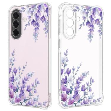 Imagem de GREATRULY Capa transparente floral para Samsung Galaxy A57 5G para mulheres e meninas, linda capa de telefone para Galaxy A57 5G, design de flores, estampa fofa, fina, macia, à prova de quedas, capa