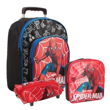 Imagem de Kit Mochila Infantil Masculina Homem Aranha Creche Rodinhas - Toys 2U