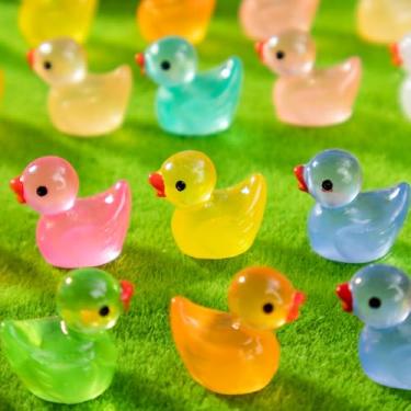 Imagem de Mini patos 80P, estatuetas de animais pequenos coloridos de resina para paisagens em miniatura, aquário, vaso de fadas, jardim, casa, casa de bonecas, acessórios de decoração de lembrancinhas de festa