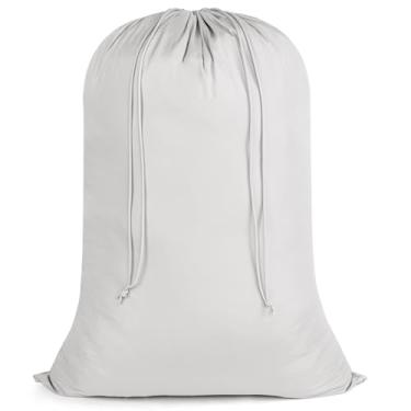Imagem de CANBOX Sacos de lavanderia extragrandes resistentes, saco de roupa de viagem de nylon com cordão para roupas sujas, saco de dormir de 71 cm x 101 cm, forro de cesto de cesta, cinza