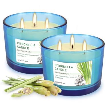 Imagem de Velas grandes de citronela de 3 pavios, 3 pavios, de longa duração até 30 horas, vela perfumada de soja natural