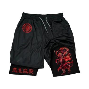 Imagem de Shorts De Natação Masculinos Demon Slayer Anime De Dupla Camada, Alta 