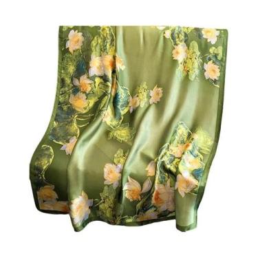 Imagem de Lenço De Seda Luxuoso Feminino Com Design De Primavera, Xale Macio E S