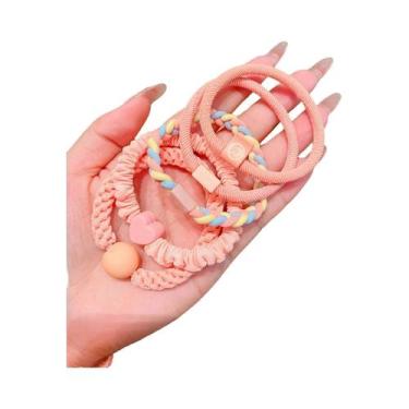 Imagem de Conjunto De Elásticos De Cabelo Coloridos Macaron Para Meninas, 5 Peça
