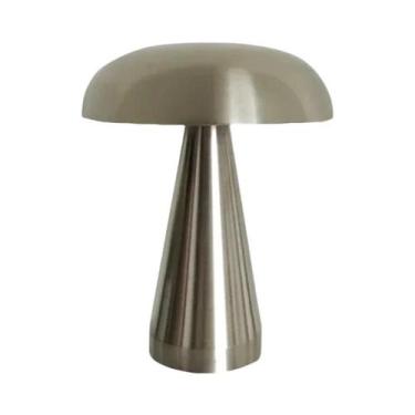 Imagem de Luminária De Mesa Retro LED Recarregável Com Toque Metálico Três Cores