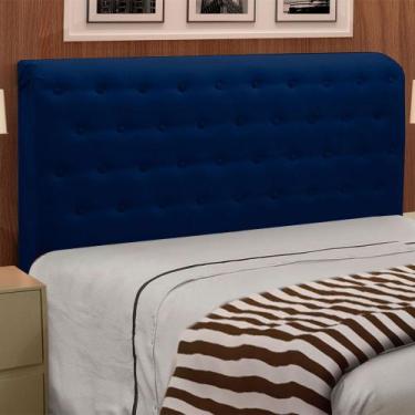 Imagem de Cabeceira Giovana Cama Box Casal 140 cm Suede Azul Marinho - D'Rossi -