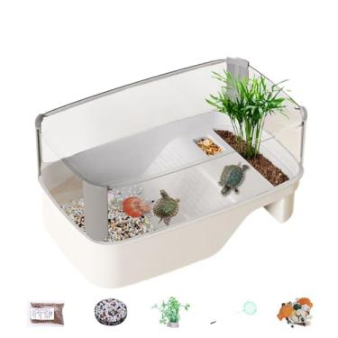 Imagem de Aquário de tartarugas – Fácil de limpar, troca rápida de água, deslizante de orelhas vermelhas, aquário de tartarugas | para crianças, iniciantes, amantes de animais de estimação, profissionais, casa