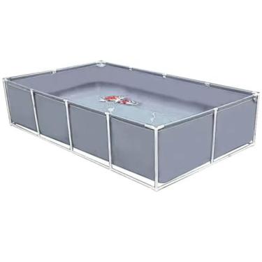 Imagem de Piscina de aquário com válvula de drenagem – Tanque de água de aquicultura com estrutura de aço resistente, lona multifuncional de PVC para lagos de peixes temporários para carpas, tartarugas e