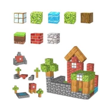 Imagem de Conjunto De Blocos Magnéticos Para Meninas 100 Peças Mundo Da Mineraçã