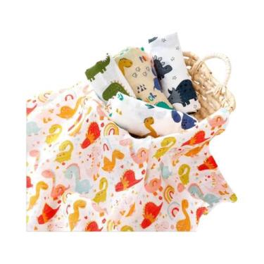 Imagem de Babadores De Bebê Em Algodão Muslin De Bambu Macio 5 Peças 60x60cm Con