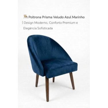 Imagem de  Poltrona Prisma Veludo Azul Marinho  Design Moderno, Conforto Premium