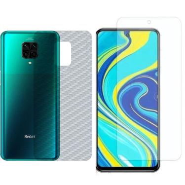Imagem de Película Hidrogel + Adesivo Fibra De Carbono Para Xiaomi Redmi Note 9s - Transparente