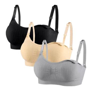 Imagem de KIT 3 Sutiãs Sutian Soutien De Amamentação Bojo Removível COR:PRETO/CI