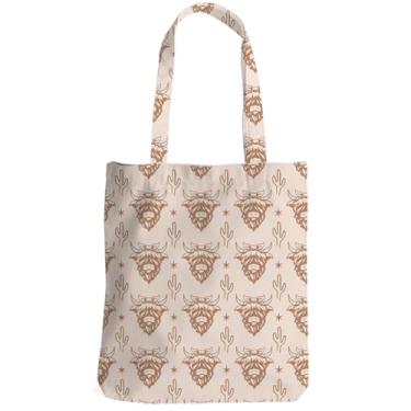 Imagem de XLRSDF Sacola Western Decor para mulheres, Western Stuff, presentes para mulheres, meninas, sacolas de supermercado reutilizáveis para compras de Natal, Western Cow 290