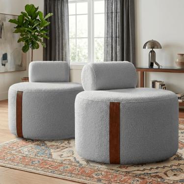 Imagem de Kit 02 Poltrona Decorativa Orgânica Erica Sala Bouclê Luxo