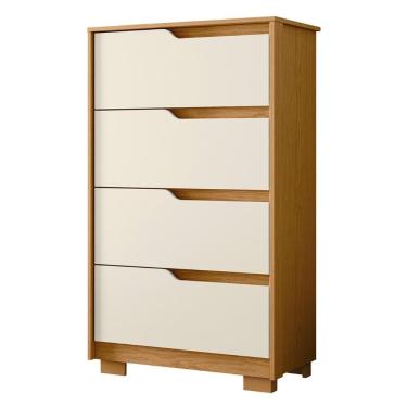 Imagem de Cômoda Para Quarto 4 Gavetas 70cm Sole Off-cinamomo - Albatroz
