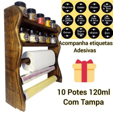 Imagem de Organizadores de Cozinha com 10 Potes e Suporte para Papéis - Boss Art