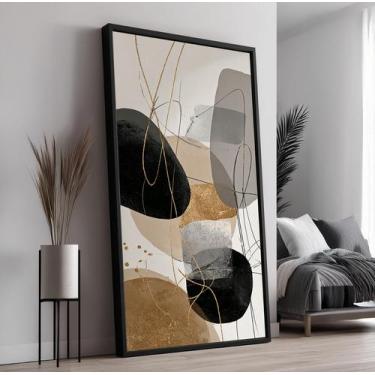 Imagem de Quadro com Moldura e Acrilico Cristal Vidro Luxo Abstrato para Sala, Q