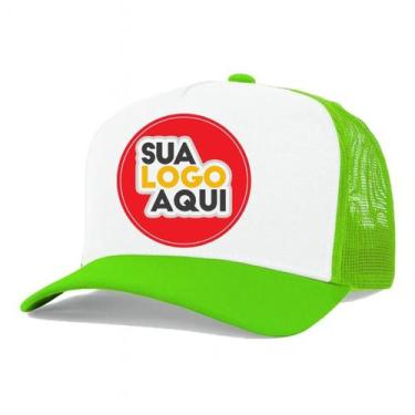 Imagem de Kit 4 Bonés Personalizados DTF Trucker Redinha Tela Aba Curva Cor:Verd
