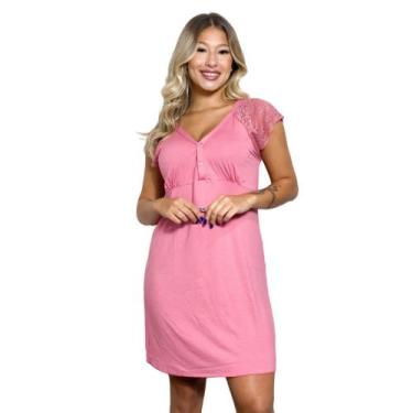 Imagem de Camisola Feminina Confortável em Viscose com Detalhe em Renda Estilo C