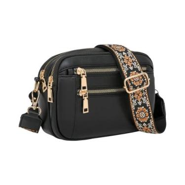 Imagem de Bolsa Transversal Feminina Estilosa Em Couro PU Com 4 Slots Para Cartõ