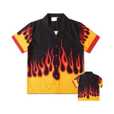 Imagem de Camisas Masculinas Com Estampa Dark Icon Flame, Vintage, De Verão, Est