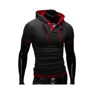 Imagem de Camiseta Masculina Slim Fit Com Capuz Verão 2024 Manga Curta Roupas Es