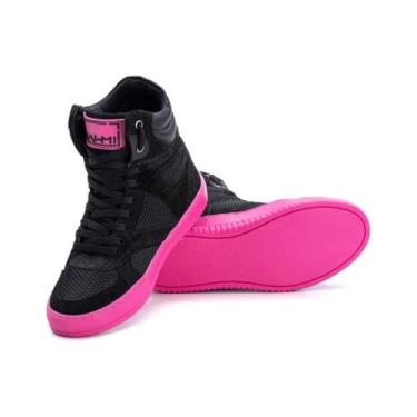 Imagem de Tênis Academia Bota Botinha Sneaker Feminino Cano Alto Fitness Couro L