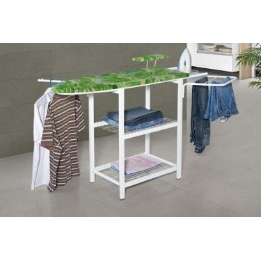 Imagem de Tábua Industrial de Passar Roupas com Armário e Prateleira Cor:Branco 