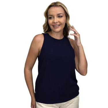 Imagem de Regata Feminina Plus Casual Soltinha Gola Redonda Viscose Moda Verão -