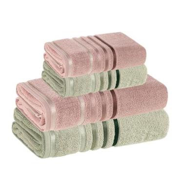 Imagem de Jogo Toalha de Banho Karsten Gigante Fio Penteado 4 Peças, Matcha com 