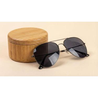 Imagem de Óculos De Sol Aviador Uv400 Retrô Unissex Dirigir/praia Cor:Black Silv