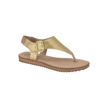 Imagem de Sandália Rasteira Fem Modare Ultraconforto Fivela Casual Mod, Dourado,