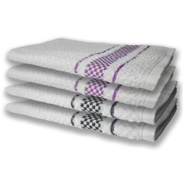 Imagem de 4 Panos De Prato Atoalhado Felpudo Premium Preto+Roxo - TOALHAS SHOW