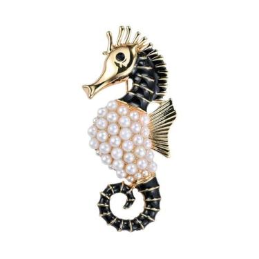 Imagem de Broche Unissex De Cavalo-Marinho Em Desenho Animado Com Diamantes, Joi