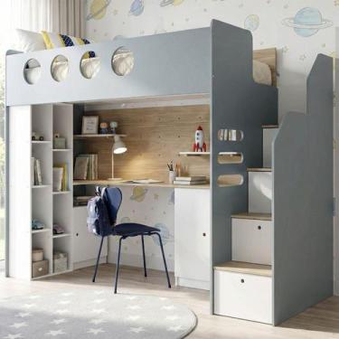 Imagem de Cama Alta Office com Armários Baixos Star Maker Casatema Madeiraorigin