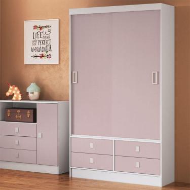Imagem de Roupeiro Casal Em Mdp Com 2 Portas E 4 Gavetas Percasa Rosa