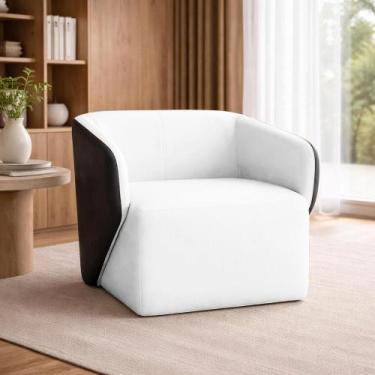 Imagem de Poltrona Sala de Estar Castiel 74cm Giratória Couro Branco G34 - Gran 