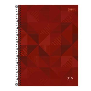 Imagem de Caderno Espiral Universitário Zip Geométrico 10 Matérias Vermelho - Tilibra