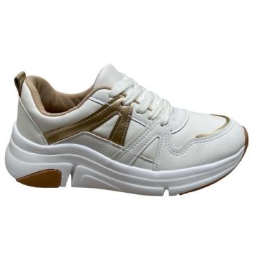 Imagem de Tênis Feminino Chunky Modare Ultraconforto 7401.102, Branco, Dourado, 
