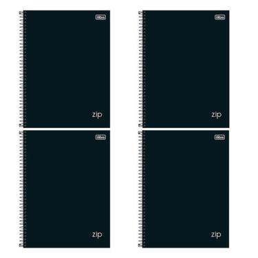 Imagem de Caderno Espiral Universitário Zip 80 Folhas Preto 4 Unidades - Tilibra