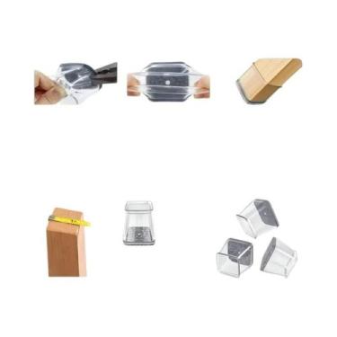 Imagem de 28 Peças Protetores De Pés De Cadeira Em Silicone Quadrado Para Pisos 