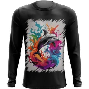 Imagem de Camiseta Manga Longa Golfinho Inteligência Arte Pintura 9 - Kasubeck S
